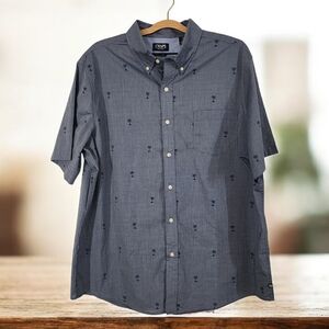 ​Chaps Men’s Short Sleeve Palm Tree Print Button-Down Shirt - Gray - Xl